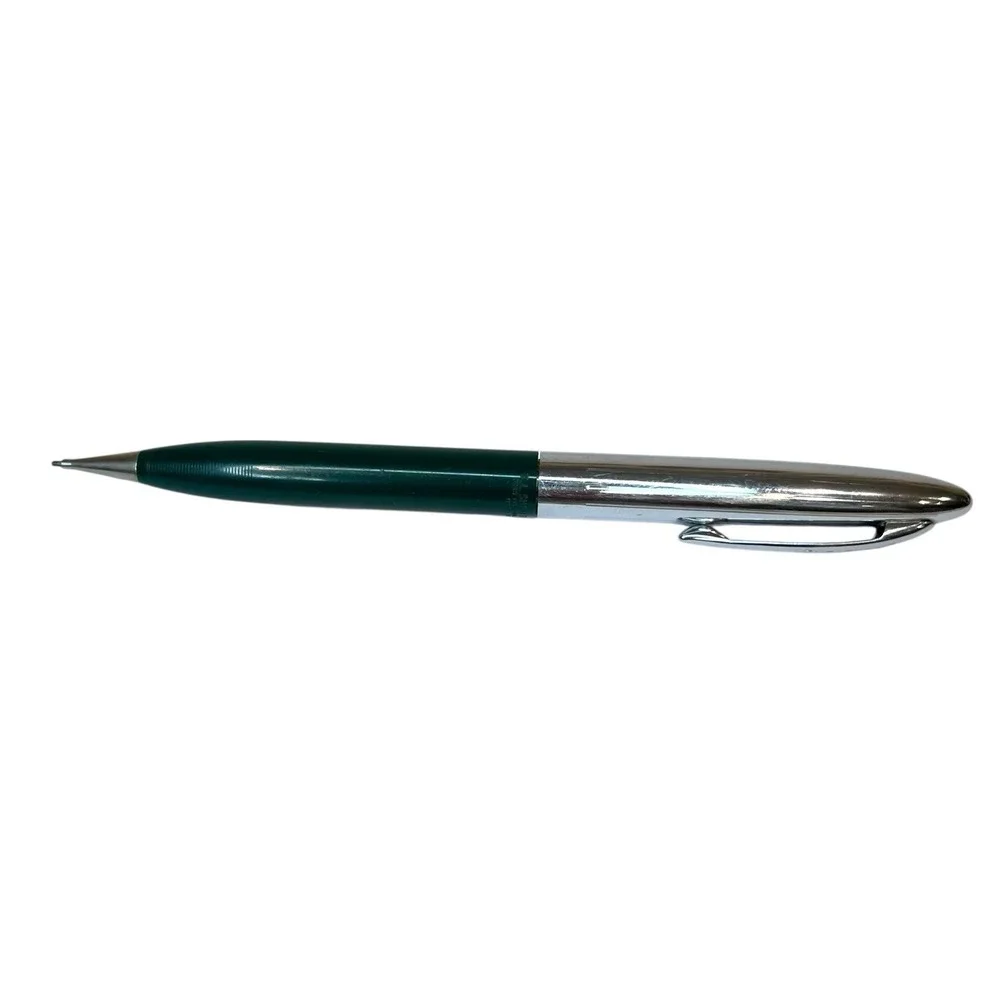 Vintage Sheaffer Dark Green Stainless Mechanical Twist Pencil Used Includes Lead